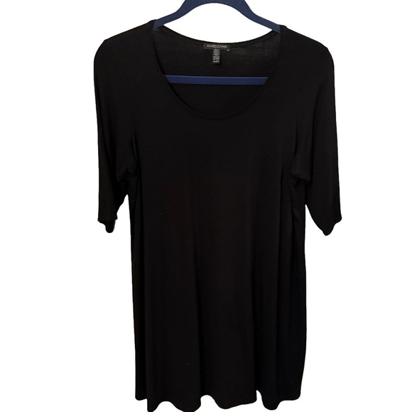 Eileen Fisher Fine Jersey Knit Top Scoop Neck 3/4 Sleeve Womens Black Size M - Picture 2 of 9